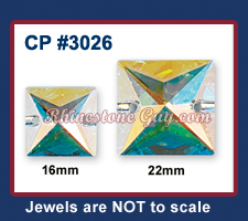 Czech Preciosa Sew On Square Crystal AB Sizes